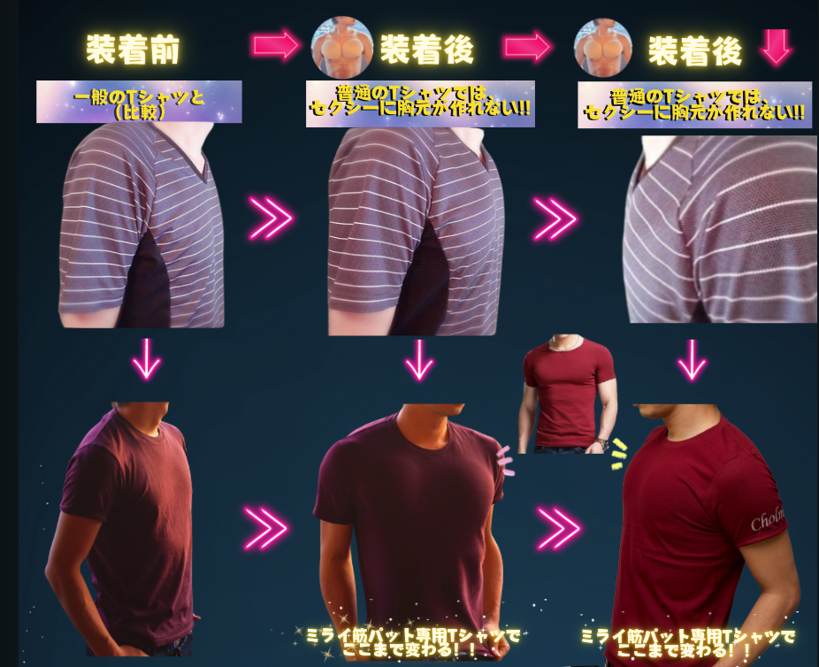 ミライ筋パット セクシー Tシャツ サイズ(フリーサイズs〜m)